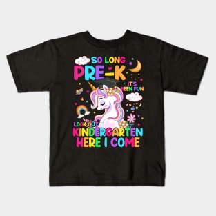 So Long Pre-K Kindergarten Here I Come Unicorn Graduation Kids T-Shirt